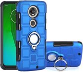 Voor Motorola Moto G7 2 in 1 Cube PC + TPU beschermhoes met 360 graden draaien zilveren ringhouder (blauw)