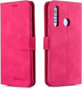 Voor Huawei P Smart + 2019 Diaobaolee Pure Verse Textuur Horizontale Flip Leren Case, met Houder & Kaartsleuf & Portemonnee & Fotolijst (Rood)