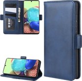 Voor Galaxy A71 5G Dual-side magnetische gesp horizontale flip lederen tas met houder & kaartsleuven & portemonnee (donkerblauw)