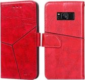 Voor Samsung Galaxy S8 Geometrische stiksels Horizontale Flip TPU + PU lederen tas met houder & kaartsleuven & portemonnee (rood)