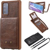 Verticale flip portemonnee schokbestendige achterkant beschermhoes met houder & kaartsleuven & lanyard & fotolijsten voor Samsung Galaxy Note20 (koffie)