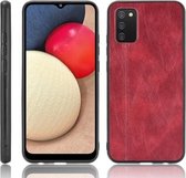 Voor Samsung Galaxy A02s Europese versie Schokbestendig Naaien Koe Patroon Huid PC + PU + TPU Case (Rood)