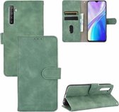 Voor OPPO Realme XT / X2 / K5 Effen kleur Huidgevoel magnetische gesp Horizontale flip kalftextuur PU lederen tas met houder & kaartsleuven & portemonnee (groen)