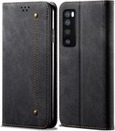 Voor Huawei Nova 7 Pro Denim Textuur Casual Stijl Horizontale Flip Leren Case met Houder & Kaartsleuven & Portemonnee (Zwart)