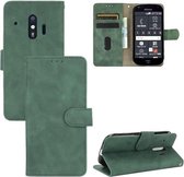 Voor Fujitsu F-42A / F-01L effen kleur huidgevoel magnetische gesp horizontale flip kalf textuur PU lederen tas met houder & kaartsleuven & portemonnee (groen)