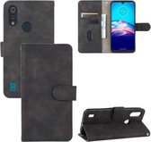 Voor Motorola Moto E6s (2020) Effen kleur Huidgevoel Magnetische gesp Horizontale flip kalftextuur PU lederen tas met houder & kaartsleuven & portemonnee (zwart)