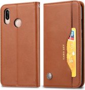 Kneedhuidtextuur horizontaal Flip lederen hoesje voor Huawei Y6 (2019) / Y6 Pro （2019） / Enjoy 9e, met fotolijst & houder & kaartsleuven & portemonnee (bruin)