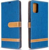 Voor Galaxy A71 kleuraanpassing denim textuur horizontaal flip pu lederen tas met houder & kaartsleuven & portemonnee & lanyard (blauw)