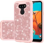 Voor LG K31 Glitter Poeder Contrast Huid Schokbestendig Siliconen + PC Beschermhoes (Rose Goud)