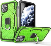 Voor iPhone 11 Pro Max Cool Armor PC + TPU schokbestendige behuizing met 360 graden rotatie ringhouder (groen)