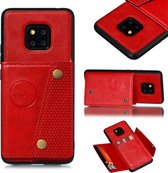 Voor Xiaomi Redmi 10X 5G dubbele gesp PU + TPU schokbestendige magnetische beschermhoes met kaartsleuf en houder (rood)