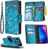 Voor Xiaomi Redmi Note 7 Gekleurd tekenpatroon Rits Horizontaal Flip Leren Tas met Houder & Kaartsleuven & Portemonnee (Pruimenbloesem)