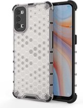 Voor OPPO Reno4 Shockproof Honeycomb PC + TPU Case (wit)