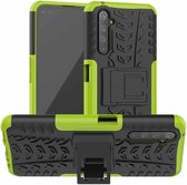 Voor OPPO Realme 6 Pro Tire Texture Shockproof TPU + PC beschermhoes met houder (groen)