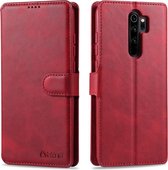 Voor Geschikt voor Xiaomi Redmi Note 8 Pro AZNS kalfsleer Horizontale flip lederen tas, met houder en kaartsleuven & portemonnee en fotolijst (rood)