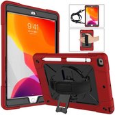Voor iPad 10.2 contrastkleurige siliconen + pc-combinatiebehuizing met houder (rood + zwart)