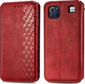 Voor LG K92 5G Cubic Grid Pressed Horizontal Flip Magnetic PU Leather Case met houder & kaartsleuven & portemonnee (rood)