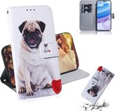 Voor Xiaomi Redmi 10X Pro 5G Gekleurde tekening Horizontale flip lederen tas met houder & kaartsleuf & portemonnee (pug)