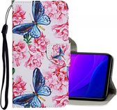 Voor Xiaomi Mi 10 Lite 5G Gekleurd tekeningpatroon Horizontale flip lederen tas met houder & kaartsleuven & portemonnee (Dragonfly Flower)