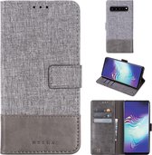 Voor Galaxy S10 5G MUXMA MX102 Horizontale flip canvas lederen tas met standaard & kaartsleuf & portemonnee-functie (grijs)