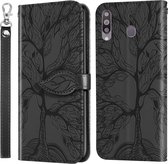 Voor Samsung Galaxy A8s Life of Tree Embossing Pattern Horizontale Flip lederen tas met houder & kaartsleuf & portemonnee & fotolijst & lanyard (zwart)