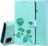 Voor Geschikt voor Xiaomi Redmi 9C Rose reliëf horizontale flip PU lederen tas met houder & kaartsleuven & portemonnee (groen)