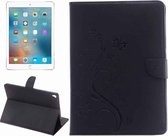 Voor iPad Pro 9.7 inch Geperst Bloemen Vlinder Patroon Horizontale Flip PU Lederen Case met Magnetische Gesp & Houder & Kaartsleuven & Portemonnee (Zwart)