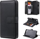 Voor OPPO A5 / A3s multifunctionele magnetische koperen gesp horizontale flip effen kleur lederen tas met 10 kaartsleuven & portemonnee & houder & fotolijst (zwart)