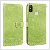 Voor Xiaomi 8 Lite Pressed Printing Pattern Horizontale Flip PU lederen tas, met houder & kaartsleuven & portemonnee & & lanyard (groen)
