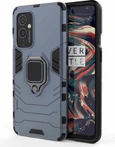 Voor OnePlus 9 PC + TPU schokbestendige beschermhoes met magnetische ringhouder (marineblauw)