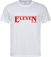 Wit T shirt met Rood "Eleven" tekst maat XL