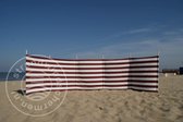 Strand Windscherm 6 meter dralon Bordeaux / Wit met houten stokken