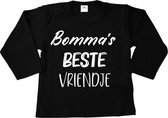 Kindershirt Bomma's beste vriendje-Oma's beste vriendje-zwart-wit-Maat 74-Lange mouw