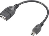 Renkforce USB-kabel USB 2.0 USB-mini-B stekker, USB-A bus 10.00 cm Zwart Met OTG-functie, Vergulde steekcontacten
