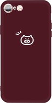 Voor iPhone 6s / 6 Small Pig Pattern Colorful Frosted TPU telefoon beschermhoes (wijnrood)