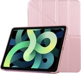 TPU horizontale vervorming flip lederen hoes met houder voor iPad Air (2020) 10.9 (roségoud)