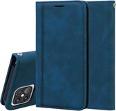 Frosted zakelijke magnetische horizontale flip PU lederen tas met houder & kaartsleuf & lanyard voor iPhone 12 Pro Max (blauw)