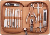 14 in 1 nagelknipper set roestvrijstalen schoonheid manicure tool (bruin)-Bruin