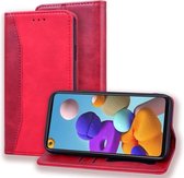 Voor Samsung Galaxy A21s Business Stitching Horizontale flip lederen tas met dubbele vouw & beugel & kaartsleuven & fotolijst & portemonnee (rood)