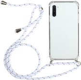 Voor Samsung Galaxy Note10 vierhoekige anti-val transparante TPU beschermhoes met draagkoord (wit)