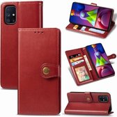Voor Samsung Galaxy M51 retro effen kleur lederen gesp telefoonhoes met lanyard & fotolijst & kaartsleuf & portemonnee & standaardfunctie (rood)