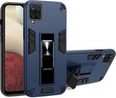 Voor Samsung Galaxy A12 2 in 1 PC + TPU schokbestendige beschermhoes met onzichtbare houder (blauw)