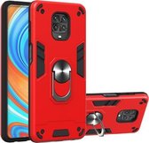 Voor Geschikt voor Xiaomi Redmi Note 9S / Note 9 Pro / Note 9 Pro Max 2 in 1 Armor Series PC + TPU beschermhoes met ringhouder (rood)