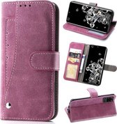 Voor Galaxy S20 Ultra Rotary Card Matte PU Leather Case met Card Slots & Photo Frame & Holder (Magenta)