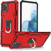 Voor Samsung Galaxy A81 Cool Armor PC + TPU schokbestendig hoesje met 360 graden rotatie ringhouder (rood)