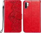 Voor Samsung Galaxy Note10 Plus Flower Vine Embossing Pattern Horizontale Flip Leather Case met Card Slot & Holder & Wallet & Lanyard (Red)
