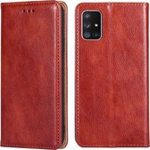 Voor Samsung Galaxy A71 5G PU + TPU Gloss Oil Effen Kleur Magnetische Horizontale Flip Leren Case met Houder & Kaartsleuf & Portemonnee (Bruin)