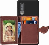 Leaf Buckle Litchi Texture kaarthouder PU + TPU Case voor Huawei P30, met kaartsleuf & houder & portemonnee & fotolijst (zwart)