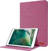 Horizontale flip TPU + stof PU lederen beschermhoes met naamkaartclip voor iPad 10.2 / 10.2 (2020) (rose rood)