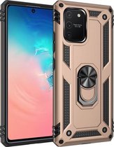 Voor Samsung Galaxy S10 Lite / M80s / A91 schokbestendige TPU + pc-beschermhoes met 360 graden roterende houder (goud)
